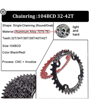 BUCKLOS MTB 170mm Square Taper Crankset - 104 BCD - Single Speed Chainring - 34T Oval - Shimano SRAM FSA Compatible - Buy Online on GoSupps.com