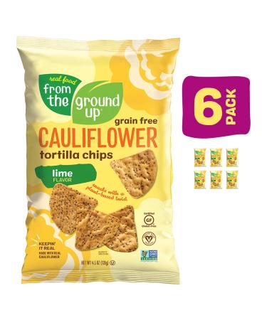 REAL FOOD FROM THE GROUND UP Cauliflower Tortilla Chips - 6 Count 4.5 Oz Bags (Lime) - Healthy Gluten-Free Snack with Real Ingredients - Buy Online on GoSupps.com