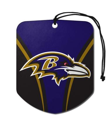FANMATS 61562 NFL Baltimore Ravens Hanging Car Air Freshener, 2 Pack, Black Ice Scent, Odor Eliminator, Shield Design with Team Logo