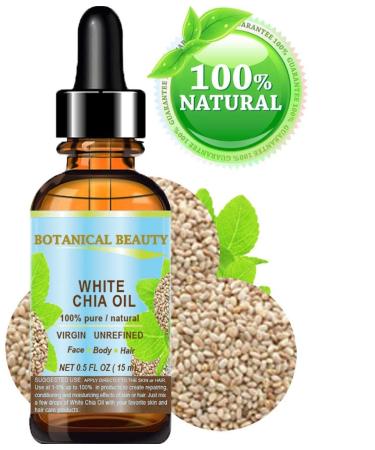 Botanical Beauty White Chia Seed Oil | 100% Pure Natural Virgin Cold-Pressed | 0.5 Fl oz for Face Skin Hair & Nails | Rich in Vitamin E - Buy Online on GoSupps.com