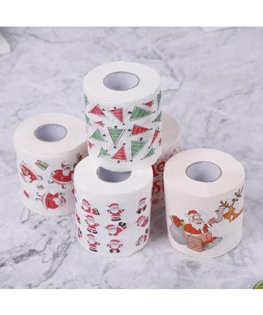 Pteanecay 5 Styles Santa Paper Roll Tissue Paper Towels Christmas Decorations Xmas Santa Office Room Toilet Paper 15 Roll - Buy Online on GoSupps.com