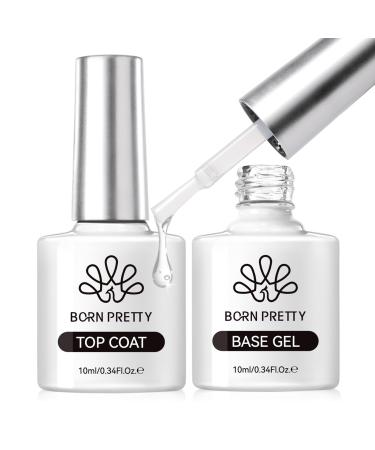 BORN PRETTY Gel Nail Polish Base Gel and Super Top Coat Set 2 10ml Soak Off U V LED Gel Nail Varnish Lacquer Manicure Set Gloss Shiny Long Lasting base&top