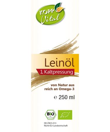 KOPP Vital Organic Linseed Oil 250ml | Vegan Omega-3 Rich | 100% Organic Cold-Pressed Oil - Buy Online on GoSupps.com