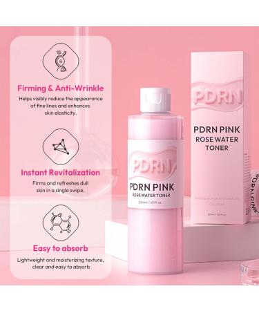 PDRN Pink Rose Water Toner Hydrating Soothing Facial Care with Hyaluronic Acid Barrier Support Even Tone Pore Refining Soft Glow Skin Alcohol-Free Formula for All Skin Types 8.45oz - Buy Online on GoSupps.com