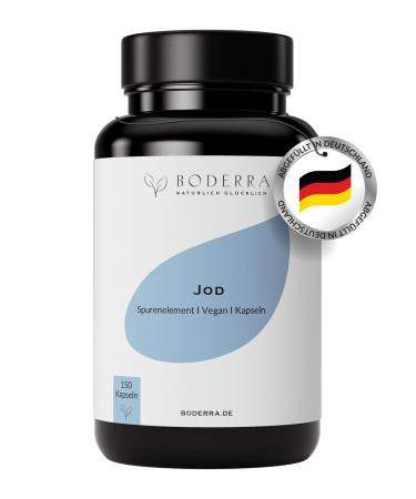 Boderra iodine capsules 150 pcs. - stock for 5 months - 100% vegan & bioavailable - iodine high -dose with 150 g per daily dose iodine tablet - iodine tablets - iodine tablets