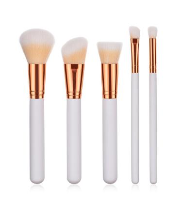 Set Makeup Tool Powder Brushes 5pcs Brush Lip Eyeliner Eyeshadow Foundation Brush Concealer Brushes for Eyebrows White
