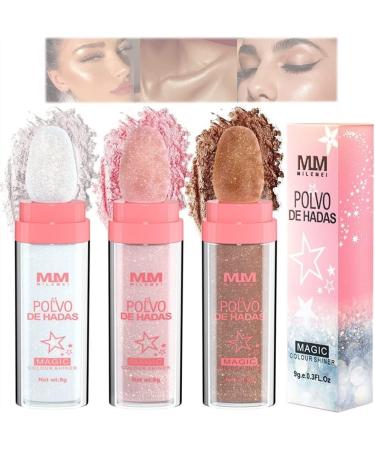 Highlighter Powder Body Glitter Highlighter Makeup Stick Face High Gloss Sparkle Loose Highlight Powder Brightens Makeup Stick for Face Body Hair Cosmetic 3Colors (Color : 3 Colors) - Buy Online on GoSupps.com