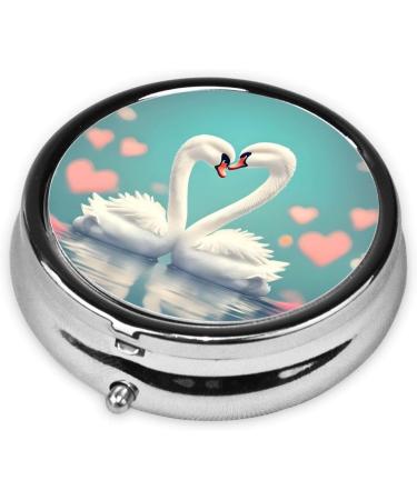 Portable 3 Compartment Swan Pill Box Organizer - Travel-Friendly Round Medicine Holder for Easy International Shipping - Buy Online on GoSupps.com