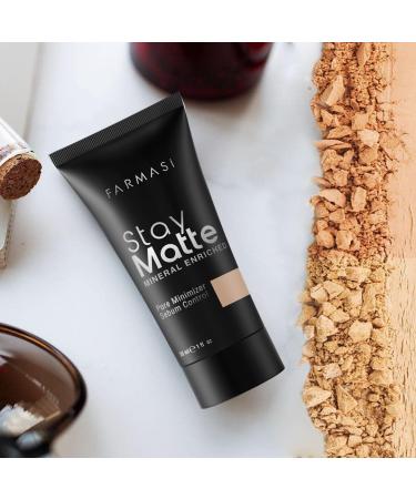 FARMASi Stay Matte Foundation - Oil-Free Matte Finish for Flawless Look - Full Coverage Face Makeup - 1 fl. oz / 30 ml (Natural) - Buy Online on GoSupps.com