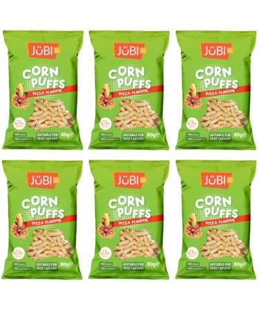 Jubi Corn Puffs Halal Certified No MSG No Preservatives Crisps Bag + FabFinds Mug (6 Pack Pizza)