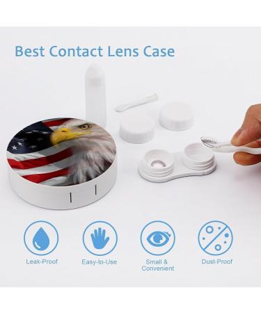 American Bald Eagle USA Flag Contact Lens Case - Portable Travel Lens Box with Mirror - Perfect Gift for Eye Care - Buy Online on GoSupps.com
