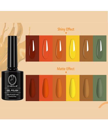 Angmile Fall Gel Nail Polish Set - 6 Colors Orange Red Gold Kit for Halloween & Thanksgiving - Buy Online on GoSupps.com