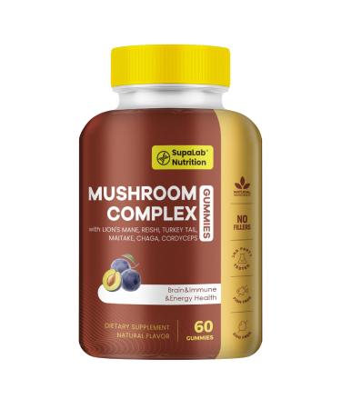 MEGNETA Premium Mushroom Gummies | 300MG Lion's Mane Cordyceps Reishi Turkey Tail Maitake & Chaga | Focus Cognitive & Immune |Grape Flavor