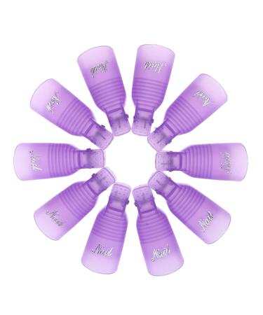 Hanyousheng 10 PCS Acrylic Nail Art Soak Off Clip Cap UV Gel Polish Remover Wrap Nail Tool Acrylic Gel Polish Clips Nail Polish Remover Clips(Purple)
