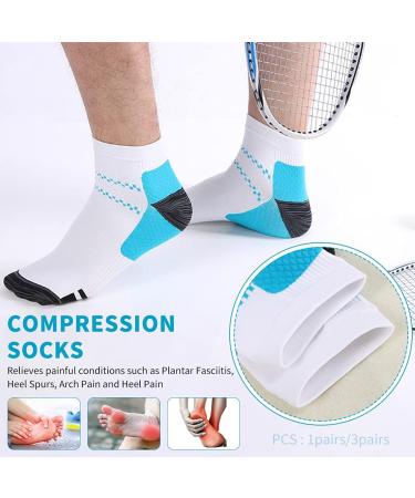 Plantar Fasciitis Socks for Men & Women - 3-Way Packs Compression Stockings for Pain Relief & Support (L-XL) - Buy Online on GoSupps.com