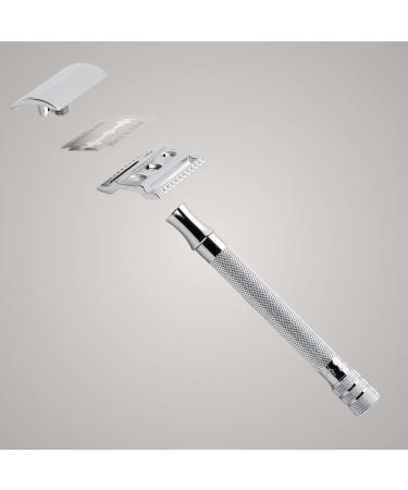 Mercury Razor Hobel 23004 | Classic Chrome Three-Part Razor | Closed Comb for Wet Shaving | Durable Zinc & Brass | Made in Germany - Buy Online on GoSupps.com