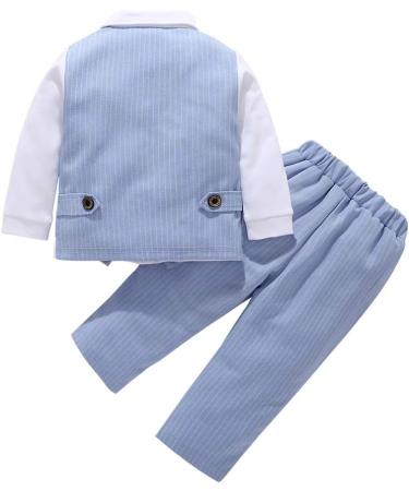 AmzBarley Baby Boys Gentlemans Outfit Suit | Blue Tuxedo Romper with Shirt, Pants, Vest, Bowtie | Kids Formal Wear for Birthday & Holiday Party | 2-3 Years - Buy Online on GoSupps.com