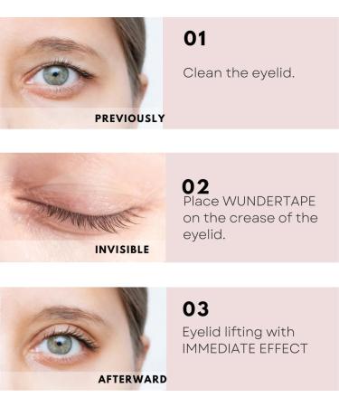 WUNDERTAPE Eyelid Tape: Instant Eyelid Lift Strips for Hooded & Droopy Eyes - 24H Invisible Waterproof Eye Lift Stickers (240 x Size M) - Buy Online on GoSupps.com
