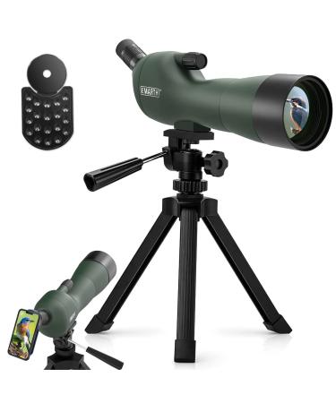 Emarth 20-60x60AE 45 Degree Angled Spotting Scope with Tripod, Phone Adapter, Carry Bag, Scope for Target Shooting Bird Watching Hunting Wildlife