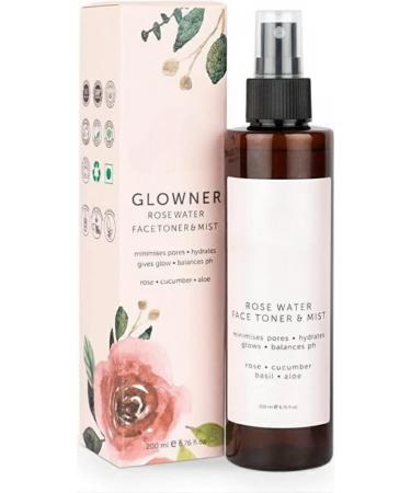 Vishopy Organic Glowner Face Toner Face Mist Alcohol Free Rose Water 100ml Pore Minimizing Tightening Natural Toner Spray for Glowing Skin - All Skin Types