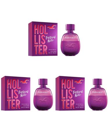 Hollister Festival Nite Women EDP Spray 3.4 oz HO26811 (Pack of 3) 3.4 Fl Oz (Pack of 3)