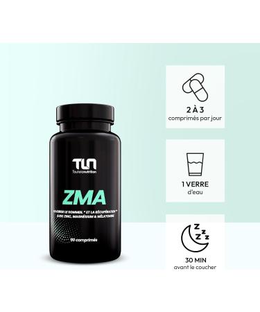 ZMA | Zinc + Magnesium + Melatonin | Optimal Dosage | Improves Sleep Quality and Muscle Recovery | Natural Growth Hormone Booster | 90 Tablets | Made in France TLN - Buy Online on GoSupps.com