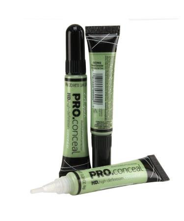 L.A. Girl Pro Coneal Hd. High Definiton Concealer 0.25 Oz 992 Green 3pcs