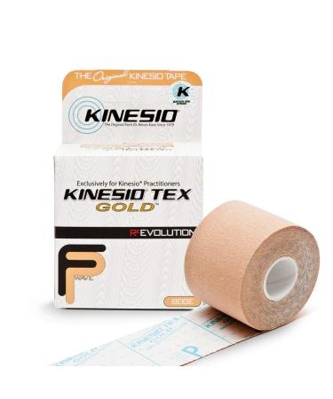 Kinesio Taping - Elastic Therapeutic Athletic Tape Tex Gold FP - Beige  2 in. x 16.4 ft Beige 1 Count (Pack of 1)