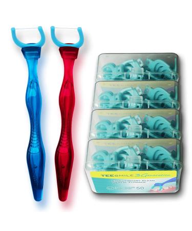TEEsmile Evolutionary Clean Dental Flossers Kit of Handle(s) Plus Refillable Heads (2 Mid-Length Handles 200 Extra Strength Refills) 202 Piece Set +200 Extra Strength Refills