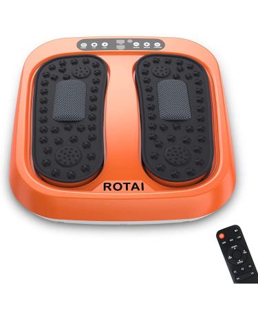 ROTAI Vibration Foot Massager Multi Relaxations and Pain Relief Rotating Acupressure Electric Foot Circulation Device with Remote Control Orange Black-orange