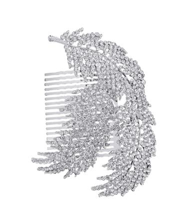 Angoily 1pc Wedding Hairpin Decorative Hair Combs Hair Clip for Wedding Silver Hair Clip Wedding Hair Comb Rhinestone Side Comb Bridal Hair Accessories Headgear Bride Rhinestone Fine