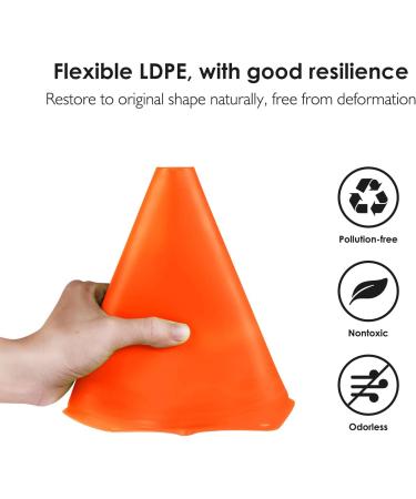 REEHUT 7.5 Plastic Traffic Cones - 12 Pack Soccer Training Cones - Set of 12 Orange Cones for Outdoor Activities & Events - Buy Online on GoSupps.com