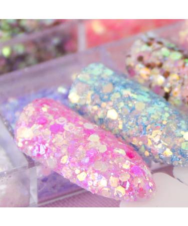 Leeqbcr Nail Art Sequins - 1 Box of 12 Grille Accessories for DIY Nail Art Decoration & Crafts - Buy Online on GoSupps.com