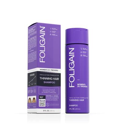 Foligain Triple Action Shampoo For Thinning Hair  Women s Volumizing Shampoo with 2% Trioxidil  8 Fl. Oz. (WRGroup) Triple Action Shampoo - Women