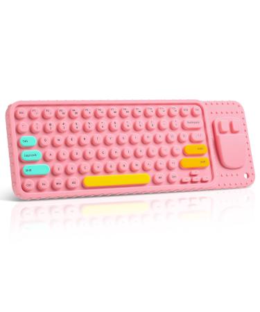 Soft Silicone Teething Toys  Keyboard Teether Baby Teething Toys for Babies  Infant Toys Baby Chew Toys for Toddlers (Pink)