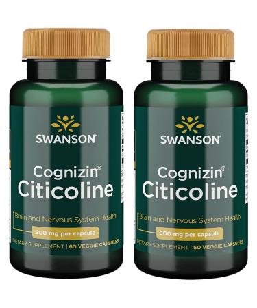Swanson Cognizin Citicoline 1,000 Milligrams 60 Veg Capsules (2 Pack)