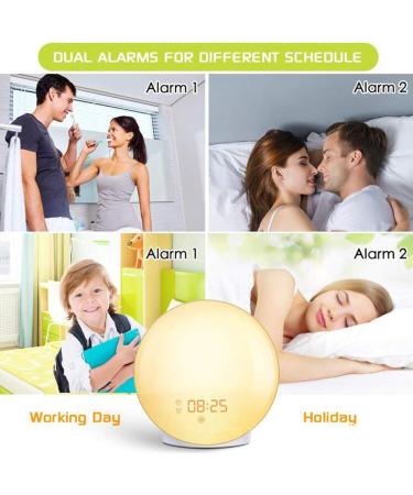 Light Alarm Clock with Sunrise Simulation | LED Wake Up Light & FM Radio | 7 Colors & Alarm Tones for Kids & Adults - Buy Online on GoSupps.com