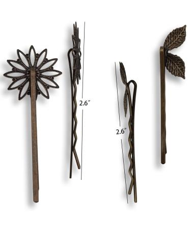 Retro Leaf Hair Pins Set - 20PCS/10Pairs Vintage Bronze Bobby Pins for Women and Girls - Buy Online on GoSupps.com