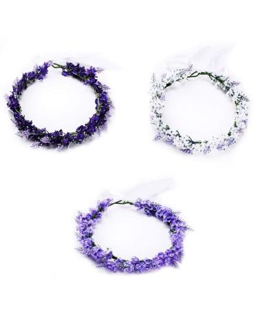 Frcolor Lavender Blossom Hair Floral Headdress - Elegant Flower Crown Headband for Brides & Festivals - Buy Online on GoSupps.com