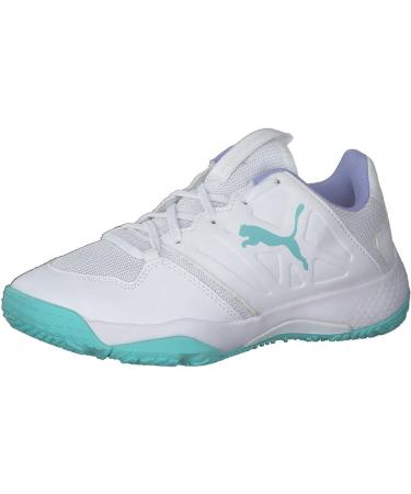 PUMA Unisex Kids Accelerate Turbo Jr Handball Shoe - 34.5 EU - White Electro Aqua & Electro Purple - International Shipping Available - Buy Online on GoSupps.com
