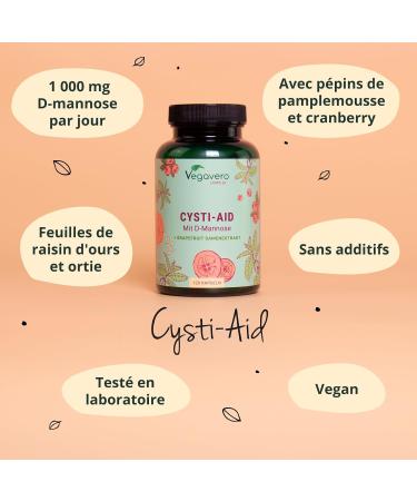 Vegavero Cystitis Complex | 120 Capsules | 100% Natural: With D-Mannose + Cranberry + Nettle + Grapefruit + Bearberry | No Additives | Urinary Comfort | Vegan - Buy Online on GoSupps.com