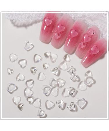 250 PCS 3D Heart Nail Art Charms Flatback Heart Nail Rhinestones Clear Acrylic Heart Nail Gems for Women Girls Nail Art Design DIY Craft Manicure Accessories - Buy Online on GoSupps.com
