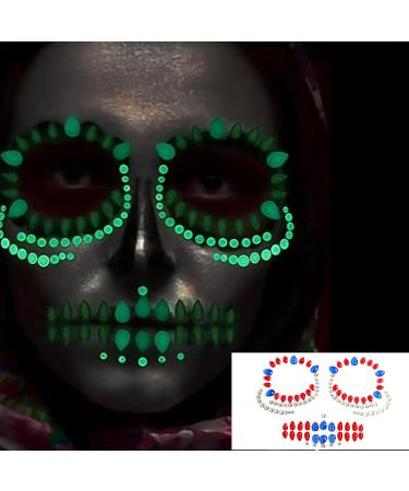 Colorful Glow in the Dark Face Jewels Stickers for Halloween | Rhinestone Clown Face Gem Decorations for Kids & Adults - Buy Online on GoSupps.com