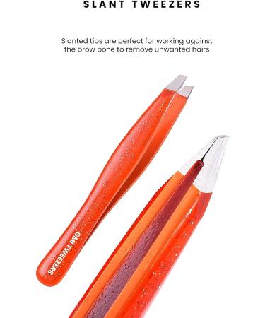 Professional Stainless Steel Eyebrow Tweezers for Facial Hair Removal - Orange - Buy Online on GoSupps.com