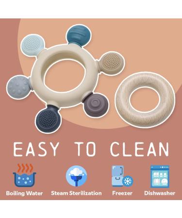 LoveyLu Silicone Teething Ring - BPA Free Teether Toy for Newborns | Chewable & Soothing Gum Pain Relief (Blue) - Buy Online on GoSupps.com