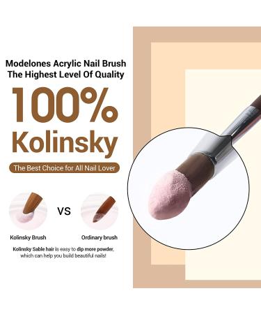 Modelones 3pcs Kolinsky Acrylic Nail Brush Set - Sizes 8/10/12 | For Acrylic Powder, Nail Extensions, 3D Nail Carving | Round Shaped Brushes with Wooden Handle - Buy Online on GoSupps.com