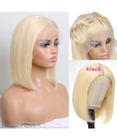 613 Blonde Bob Lace Front Wig 10 Inch - Brazilian Virgin Human Hair, Pre Plucked with Baby Hair, 180 Density Straight Short Bob Wig - Buy Online on GoSupps.com