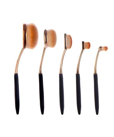 Yoseng Oval Foundation Brush Set - 5 Pcs Toothbrush Makeup Brushes for Flawless Liquid & Cream Application with Case - Buy Online on GoSupps.com