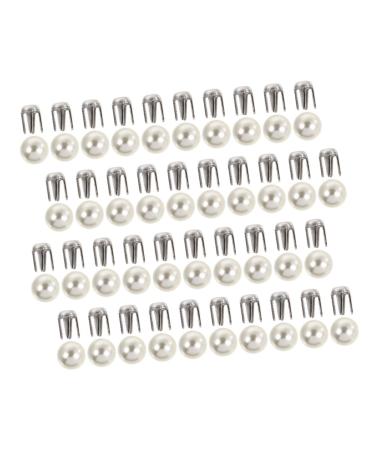 Anneome Decorative Rivets 150 Sets Pearl Claw Nails White Button Down Pearls Round Rivets Pearl Rivets Studs Clothing Mold 0.5X0.5X0.5CM White