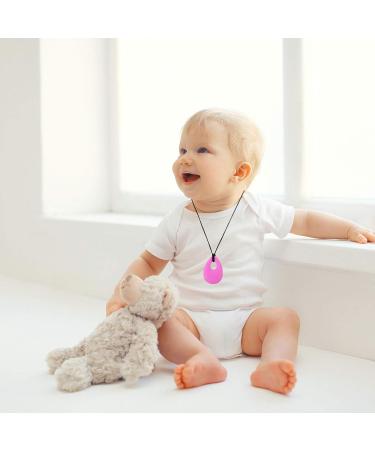 Healifty Silicone Chew Necklace Pendant for Kids - Sensory Chew Jewelry for Girls and Boys - Molar Teething Aid - Oval Oral Sensory Toy (Red/Purple/Green) - Buy Online on GoSupps.com